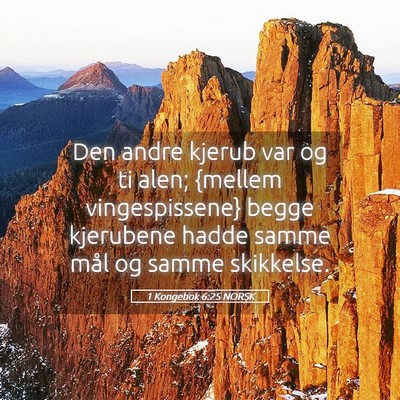 Picture 05 - 1 Kongebok 6:25 NORSK - Den andre kjerub var og ti alen; {mellem - Bible Verse Picture