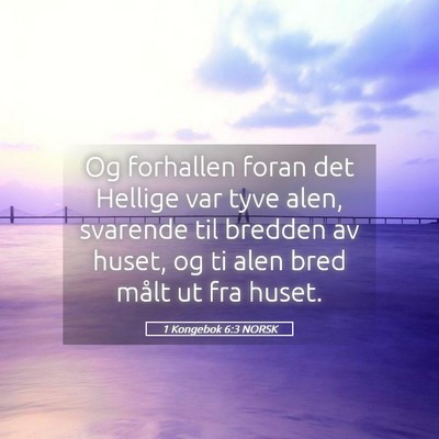 Picture 05 - 1 Kongebok 6:3 NORSK - Og forhallen foran det Hellige var tyve alen, - Bible Verse Picture