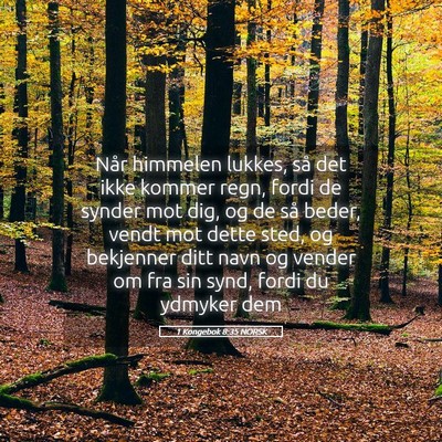Picture 05 - 1 Kongebok 8:35 NORSK - Når himmelen lukkes, så det ikke kommer regn, - Bible Verse Picture