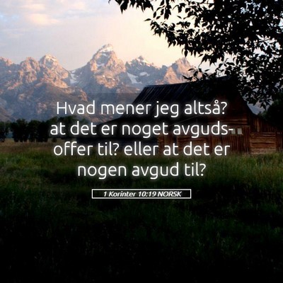 Picture 05 - 1 Korinter 10:19 NORSK - Hvad mener jeg altså? at det er noget - Bible Verse Picture
