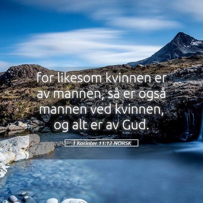 Picture 05 - 1 Korinter 11:12 NORSK - for likesom kvinnen er av mannen, så er også - Bible Verse Picture
