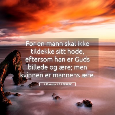 Picture 05 - 1 Korinter 11:7 NORSK - For en mann skal ikke tildekke sitt hode, - Bible Verse Picture