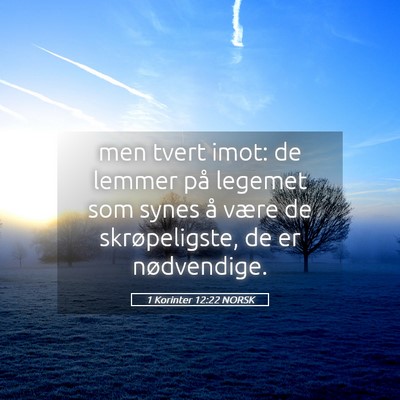 Picture 05 - 1 Korinter 12:22 NORSK - men tvert imot: de lemmer på legemet som synes - Bible Verse Picture