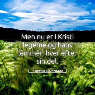 Picture 05 - 1 Korinter 12:27 NORSK - Men nu er I Kristi legeme og hans lemmer, hver - Bible Verse Picture