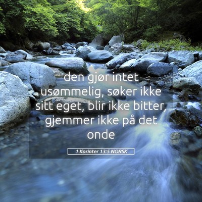 Picture 05 - 1 Korinter 13:5 NORSK - den gjør intet usømmelig, søker ikke sitt - Bible Verse Picture
