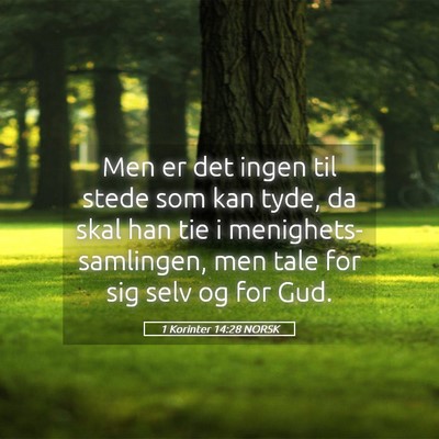 Picture 05 - 1 Korinter 14:28 NORSK - Men er det ingen til stede som kan tyde, da skal - Bible Verse Picture