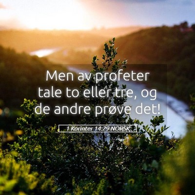 Picture 05 - 1 Korinter 14:29 NORSK - Men av profeter tale to eller tre, og de andre - Bible Verse Picture