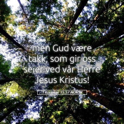Picture 05 - 1 Korinter 15:57 NORSK - men Gud være takk, som gir oss seier ved vår - Bible Verse Picture