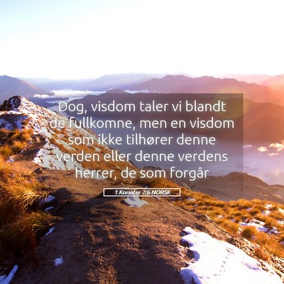 Picture 05 - 1 Korinter 2:6 NORSK - Dog, visdom taler vi blandt de fullkomne, men en - Bible Verse Picture