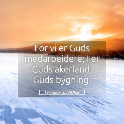 Picture 05 - 1 Korinter 3:9 NORSK - For vi er Guds medarbeidere; I er Guds akerland, - Bible Verse Picture