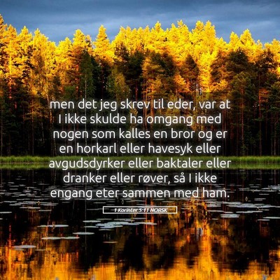 Picture 05 - 1 Korinter 5:11 NORSK - men det jeg skrev til eder, var at I ikke skulde - Bible Verse Picture