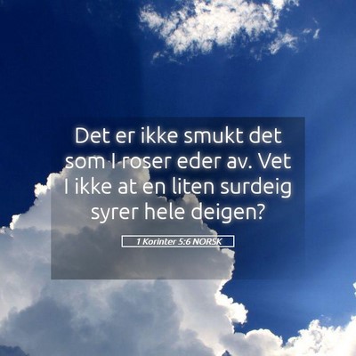 Picture 05 - 1 Korinter 5:6 NORSK - Det er ikke smukt det som I roser eder av. Vet I - Bible Verse Picture
