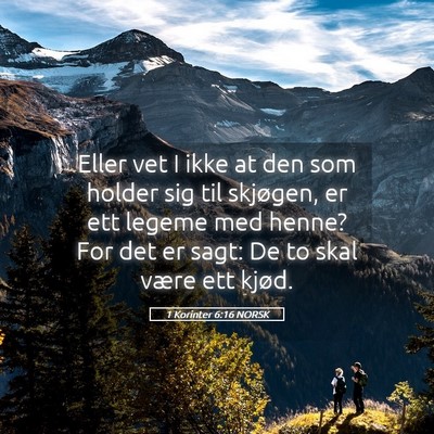 Picture 05 - 1 Korinter 6:16 NORSK - Eller vet I ikke at den som holder sig til - Bible Verse Picture