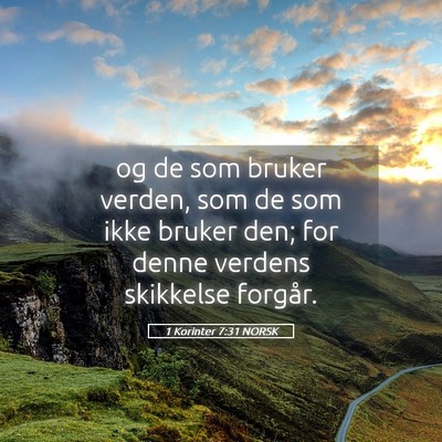 Picture 05 - 1 Korinter 7:31 NORSK - og de som bruker verden, som de som ikke bruker - Bible Verse Picture