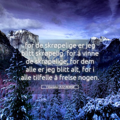 Picture 05 - 1 Korinter 9:22 NORSK - for de skrøpelige er jeg blitt skrøpelig, for - Bible Verse Picture