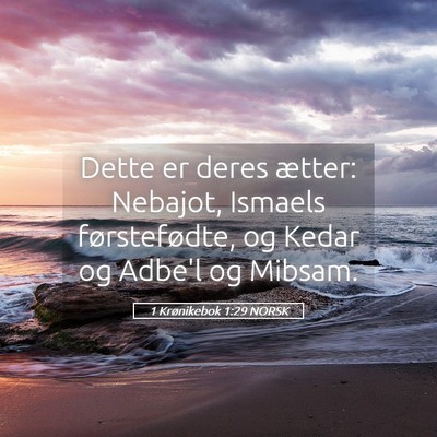 Picture 05 - 1 Krønikebok 1:29 NORSK - Dette er deres ætter: Nebajot, Ismaels - Bible Verse Picture
