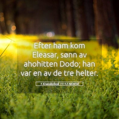 Picture 05 - 1 Krønikebok 11:12 NORSK - Efter ham kom Eleasar, sønn av ahohitten Dodo; - Bible Verse Picture