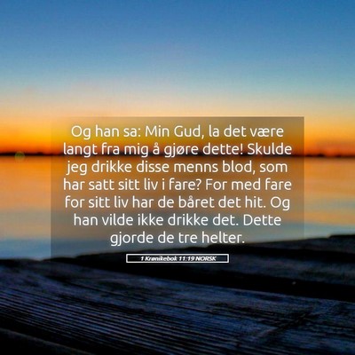 Picture 05 - 1 Krønikebok 11:19 NORSK - Og han sa: Min Gud, la det være langt fra mig å - Bible Verse Picture