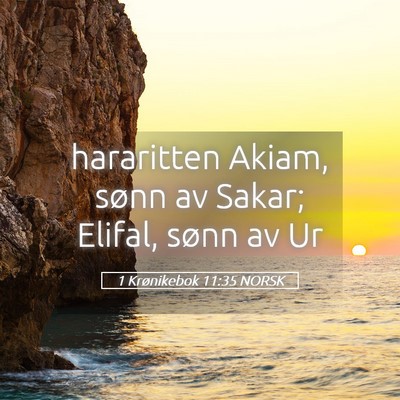 Picture 05 - 1 Krønikebok 11:35 NORSK - hararitten Akiam, sønn av Sakar; Elifal, sønn - Bible Verse Picture