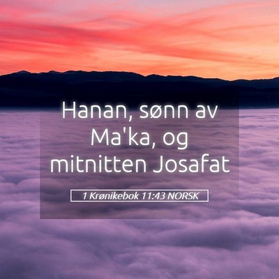 Picture 05 - 1 Krønikebok 11:43 NORSK - Hanan, sønn av Ma'ka, og mitnitten - Bible Verse Picture