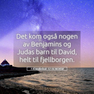 Picture 05 - 1 Krønikebok 12:16 NORSK - Det kom også nogen av Benjamins og Judas barn - Bible Verse Picture