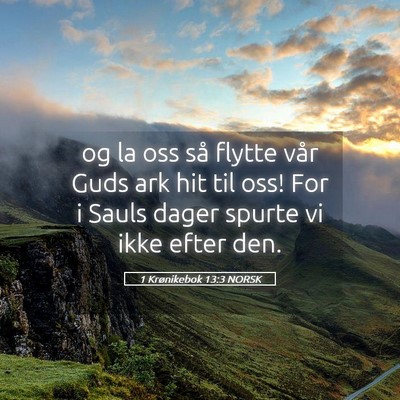 Picture 05 - 1 Krønikebok 13:3 NORSK - og la oss så flytte vår Guds ark hit til oss! - Bible Verse Picture