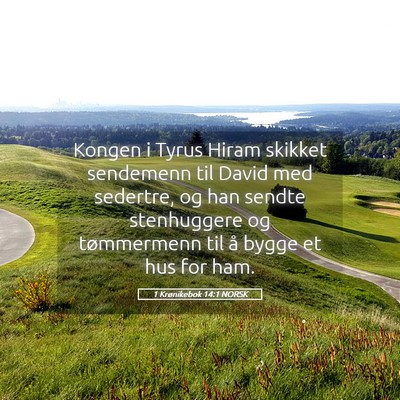 Picture 05 - 1 Krønikebok 14:1 NORSK - Kongen i Tyrus Hiram skikket sendemenn til David - Bible Verse Picture