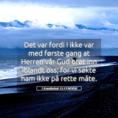 Picture 05 - 1 Krønikebok 15:13 NORSK - Det var fordi I ikke var med første gang at - Bible Verse Picture