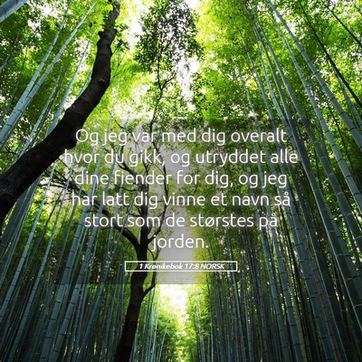 Picture 05 - 1 Krønikebok 17:8 NORSK - Og jeg var med dig overalt hvor du gikk, og - Bible Verse Picture