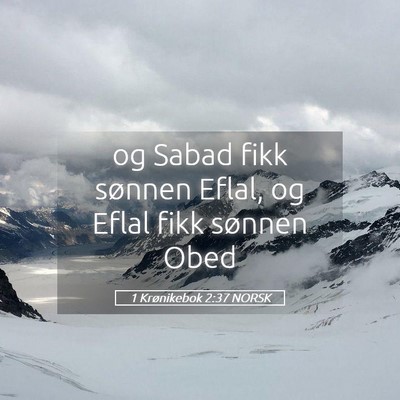 Picture 05 - 1 Krønikebok 2:37 NORSK - og Sabad fikk sønnen Eflal, og Eflal fikk - Bible Verse Picture