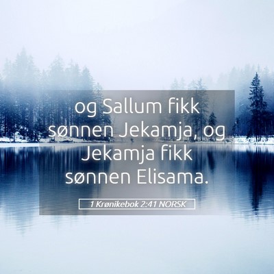 Picture 05 - 1 Krønikebok 2:41 NORSK - og Sallum fikk sønnen Jekamja, og Jekamja fikk - Bible Verse Picture