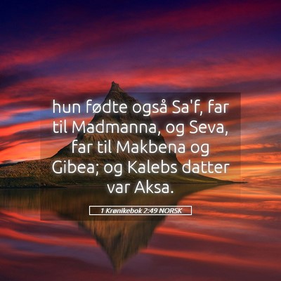 Picture 05 - 1 Krønikebok 2:49 NORSK - hun fødte også Sa'f, far til Madmanna, og Seva, - Bible Verse Picture