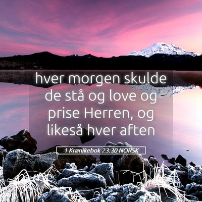 Picture 05 - 1 Krønikebok 23:30 NORSK - hver morgen skulde de stå og love og prise - Bible Verse Picture