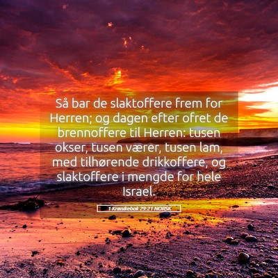 Picture 05 - 1 Krønikebok 29:21 NORSK - Så bar de slaktoffere frem for Herren; og dagen - Bible Verse Picture