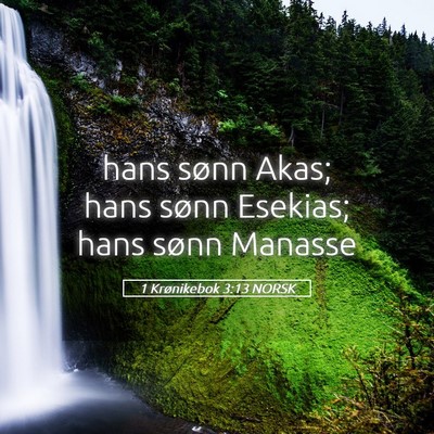 Picture 05 - 1 Krønikebok 3:13 NORSK - hans sønn Akas; hans sønn Esekias; hans sønn - Bible Verse Picture