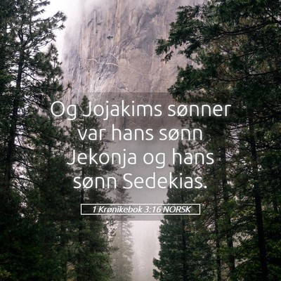 Picture 05 - 1 Krønikebok 3:16 NORSK - Og Jojakims sønner var hans sønn Jekonja og - Bible Verse Picture