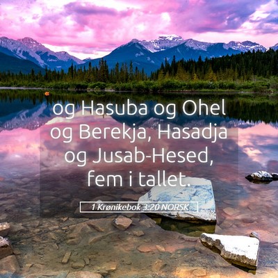 Picture 05 - 1 Krønikebok 3:20 NORSK - og Hasuba og Ohel og Berekja, Hasadja og - Bible Verse Picture