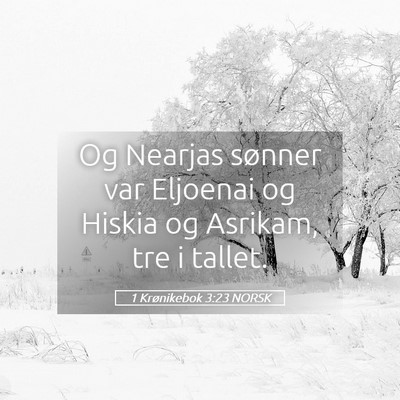 Picture 05 - 1 Krønikebok 3:23 NORSK - Og Nearjas sønner var Eljoenai og Hiskia og - Bible Verse Picture