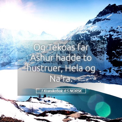 Picture 05 - 1 Krønikebok 4:5 NORSK - Og Tekoas far Ashur hadde to hustruer, Hela og - Bible Verse Picture