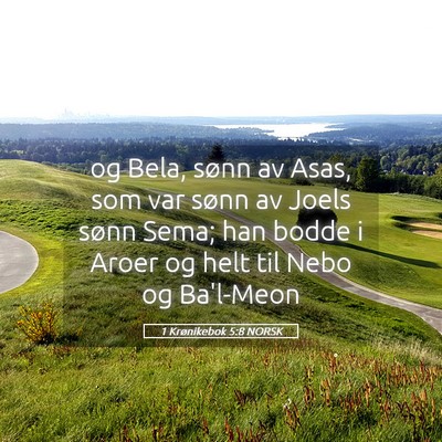 Picture 05 - 1 Krønikebok 5:8 NORSK - og Bela, sønn av Asas, som var sønn av Joels - Bible Verse Picture