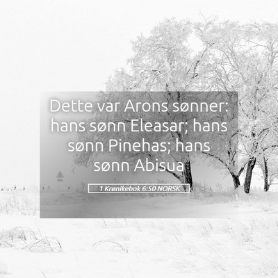 Picture 05 - 1 Krønikebok 6:50 NORSK - Dette var Arons sønner: hans sønn Eleasar; hans - Bible Verse Picture