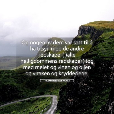 Picture 05 - 1 Krønikebok 9:29 NORSK - Og nogen av dem var satt til å ha tilsyn med de - Bible Verse Picture