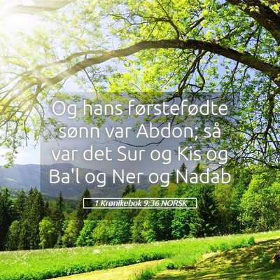 Picture 05 - 1 Krønikebok 9:36 NORSK - Og hans førstefødte sønn var Abdon; så var - Bible Verse Picture