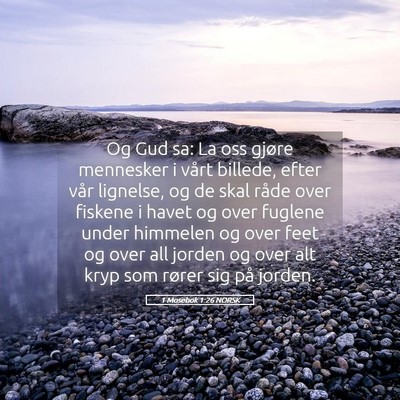 Picture 05 - 1 Mosebok 1:26 NORSK - Og Gud sa: La oss gjøre mennesker i vårt - Bible Verse Picture