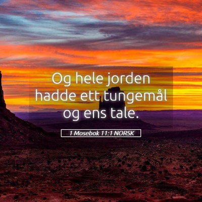 Picture 05 - 1 Mosebok 11:1 NORSK - Og hele jorden hadde ett tungemål og ens - Bible Verse Picture