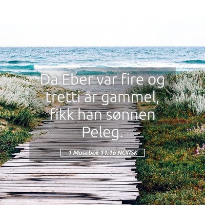 Picture 05 - 1 Mosebok 11:16 NORSK - Da Eber var fire og tretti år gammel, fikk han - Bible Verse Picture