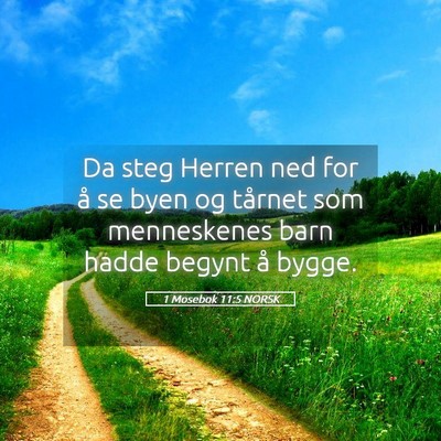 Picture 05 - 1 Mosebok 11:5 NORSK - Da steg Herren ned for å se byen og tårnet som - Bible Verse Picture