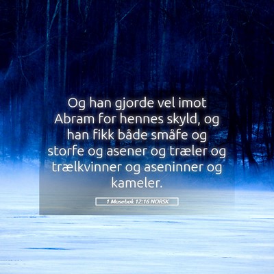 Picture 05 - 1 Mosebok 12:16 NORSK - Og han gjorde vel imot Abram for hennes skyld, og - Bible Verse Picture