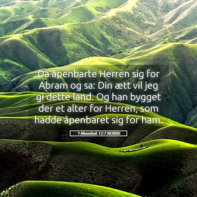 Picture 05 - 1 Mosebok 12:7 NORSK - Da åpenbarte Herren sig for Abram og sa: Din - Bible Verse Picture