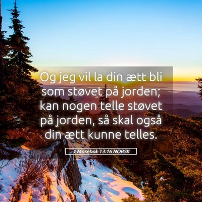 Picture 05 - 1 Mosebok 13:16 NORSK - Og jeg vil la din ætt bli som støvet på - Bible Verse Picture